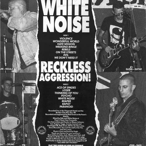 White Noise Reckless Aggression LP back cover