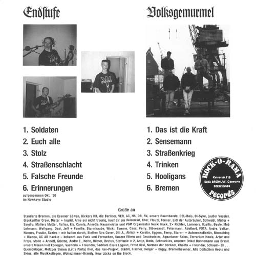 Endstufe / Volksgemurmel LP back cover
