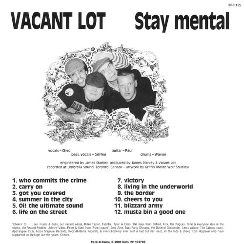 Vacant Lot Stay Mental LP back cover