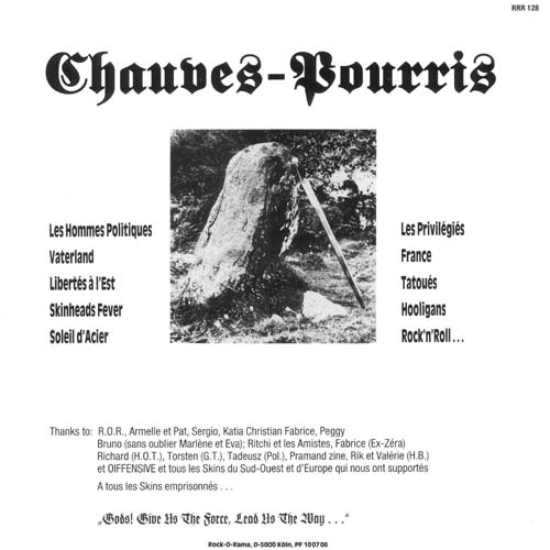 Chauves Pourris LP back cover