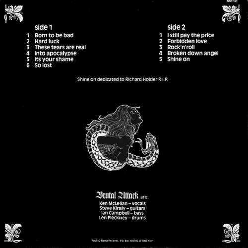 Brutal Attack Into Apocalypse LP back cover