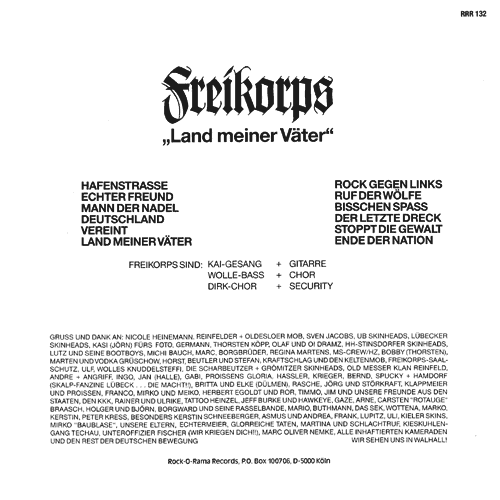 Freikorps LP back cover