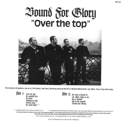 Bound For Glory Over The Top LP back cover