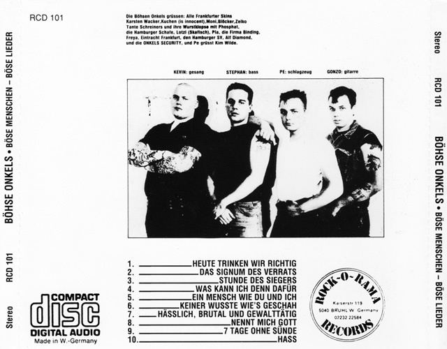 Back inlay of Böhse Onkelz CD