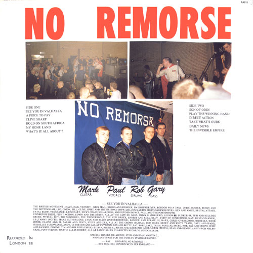 No Remorse See You In Valhalla back cover