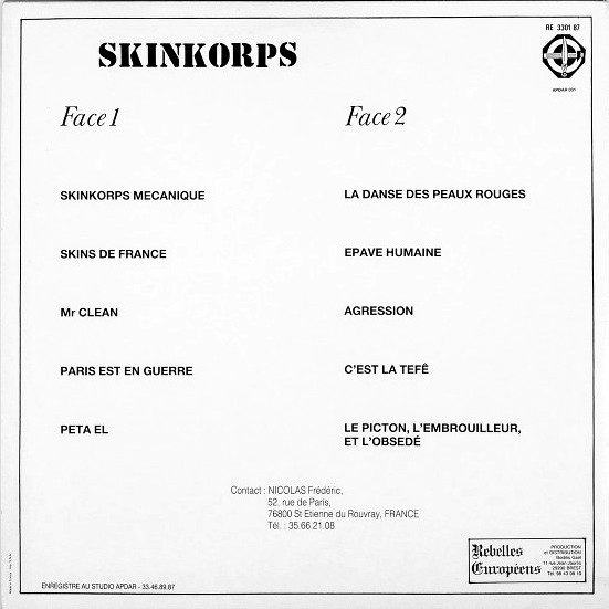 Skinkorps Mr Clean LP back cover