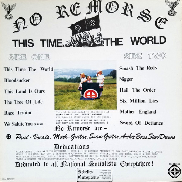 Back cover of the No Remorse This Time The World LP