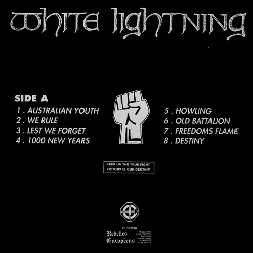 Back cover of the White Lightning Destiny LP