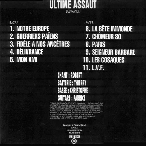 Back cover of the Ultime Assaut LP