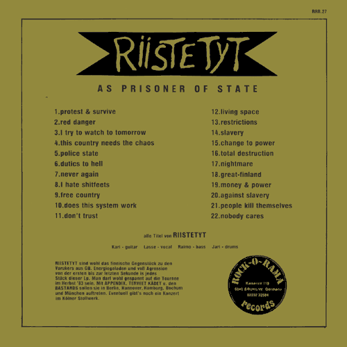 Riistetyt LP back cover