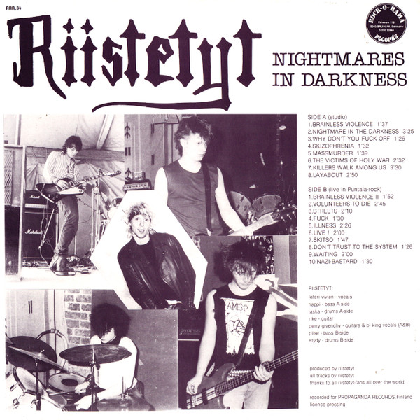 Riistetyt Nightmares in Darkness back cover