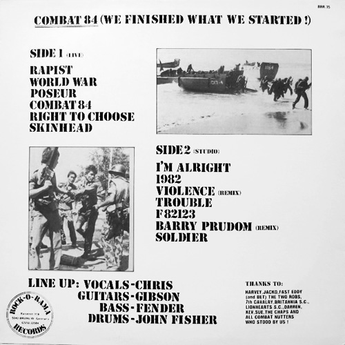 Combat 84 LP back cover