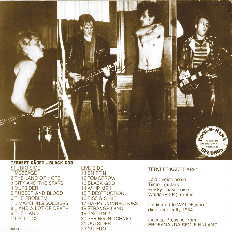 Terveet Kädet Clack God LP back cover