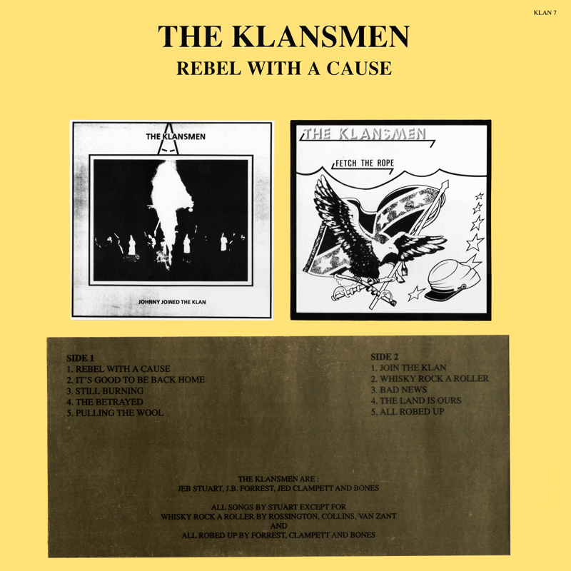 The Klansmen Rebel With A Cause LP corrected back cover