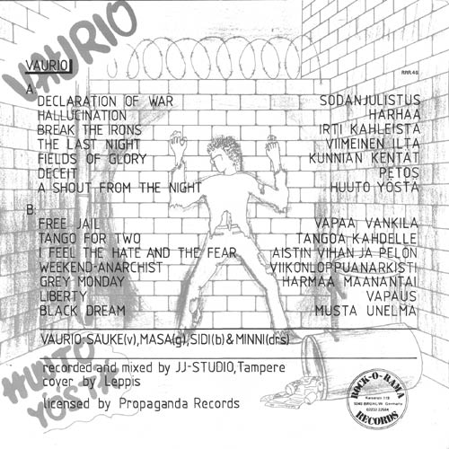 Vaurio LP back cover
