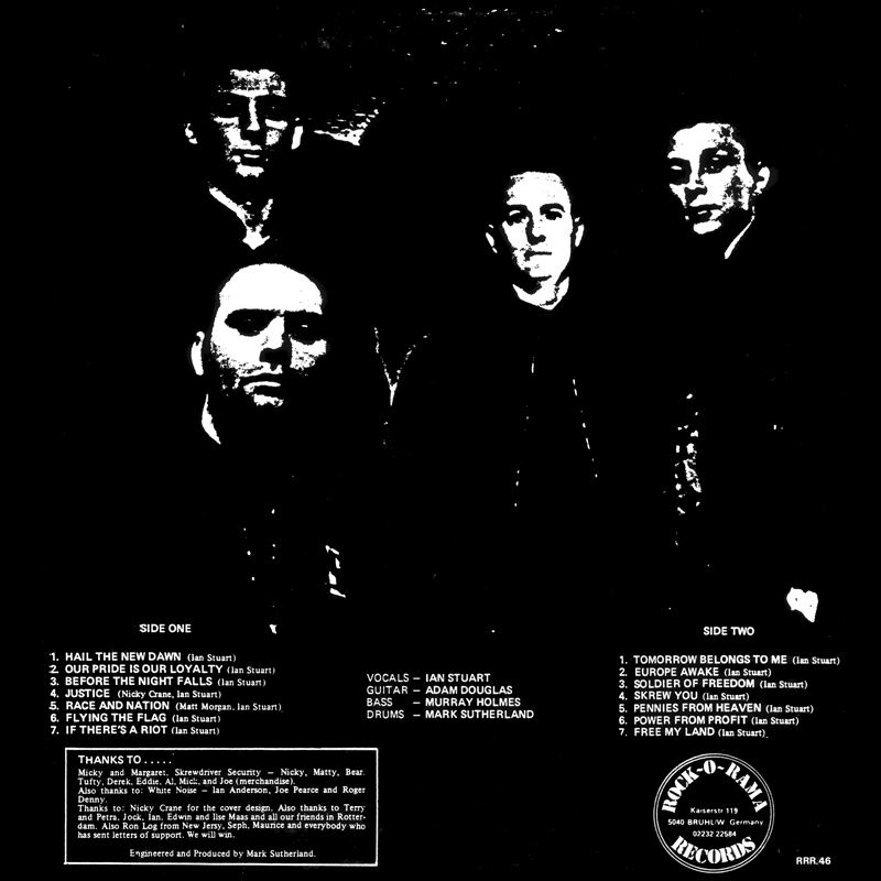 Skrewdriver LP back cover
