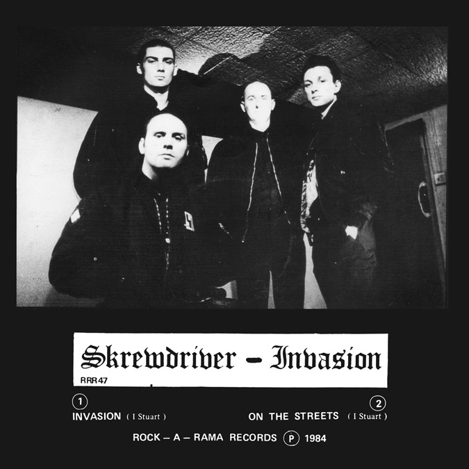 Skrewdriver Invasion single back cover