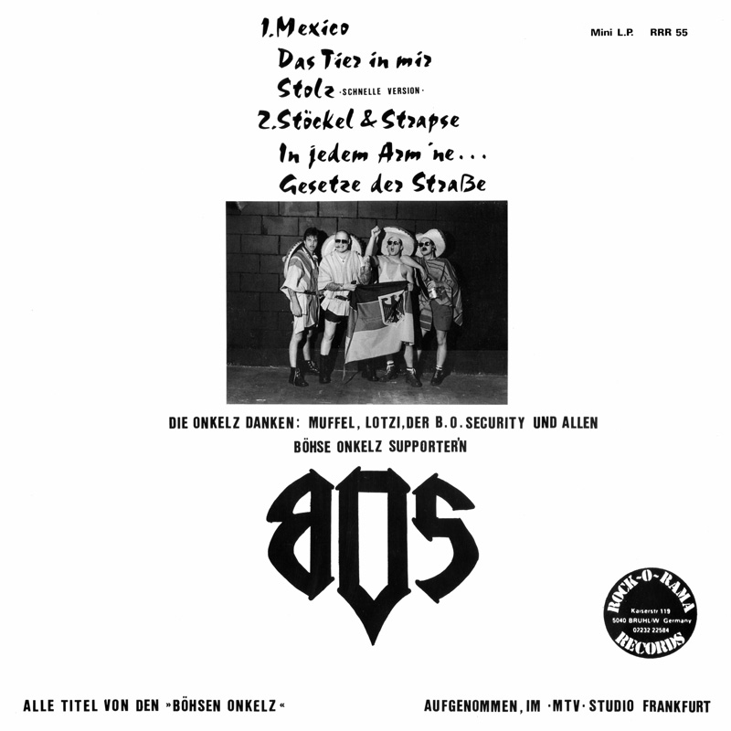 Böhse Onkelz Mexico LP back cover
