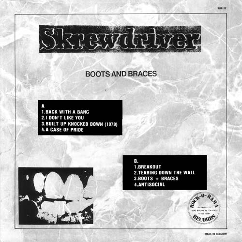 Skrewdriver Boots & Braces back cover