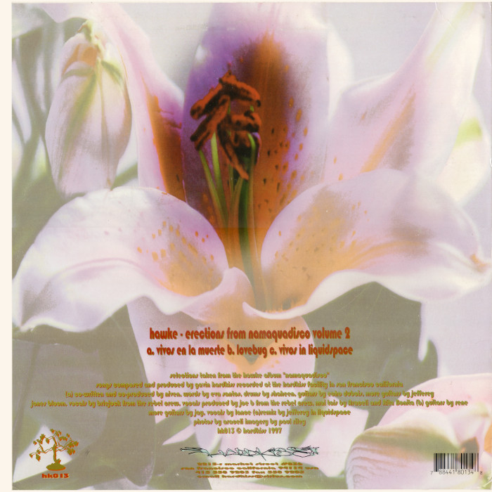 Back cover of the Hawke Erections From Namaquadisco volume 2 EP