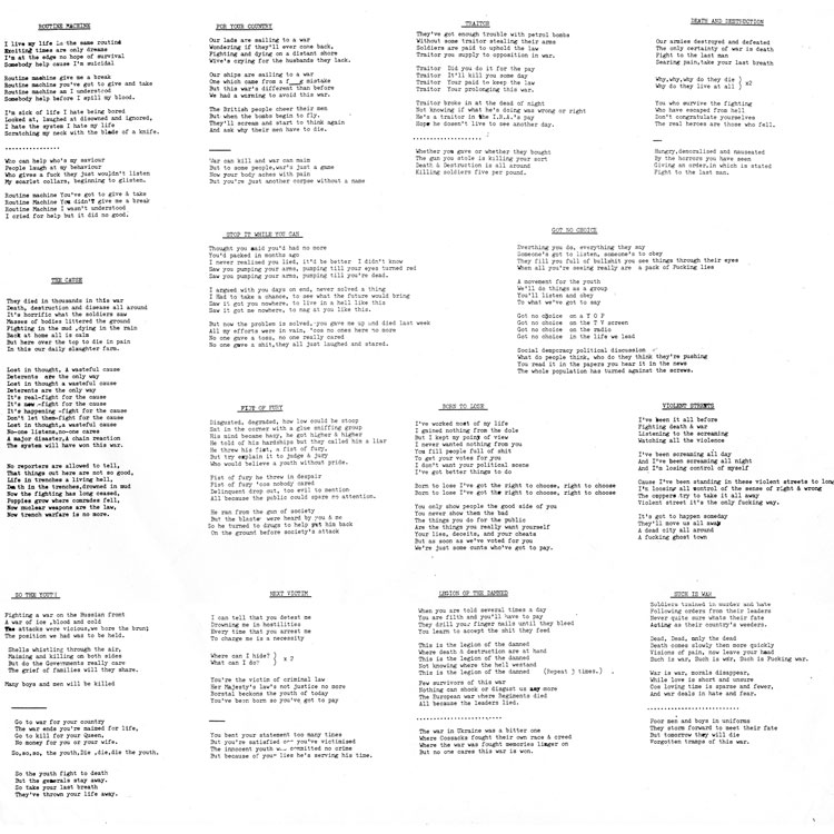 Stand alone lyric sheet insert